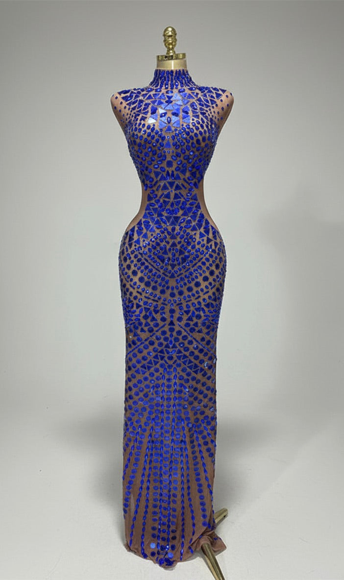 Elegant Crystal Waist-Cutout Hollow Mirror Beaded Cross-Border Party Dress for Cocktail Party, Club, and Performance Hollow Star