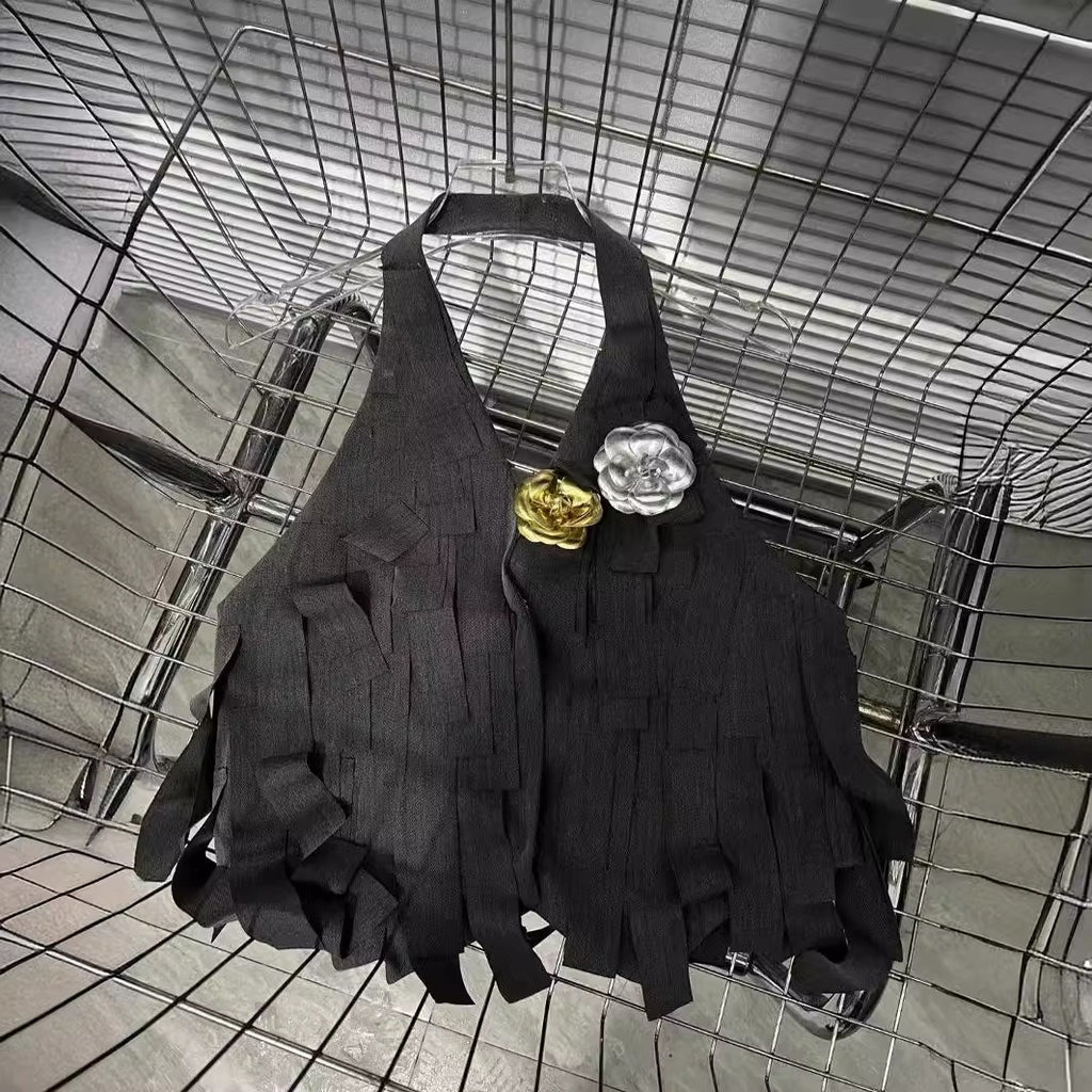 Hanging neck tassel vest vest female horse clip