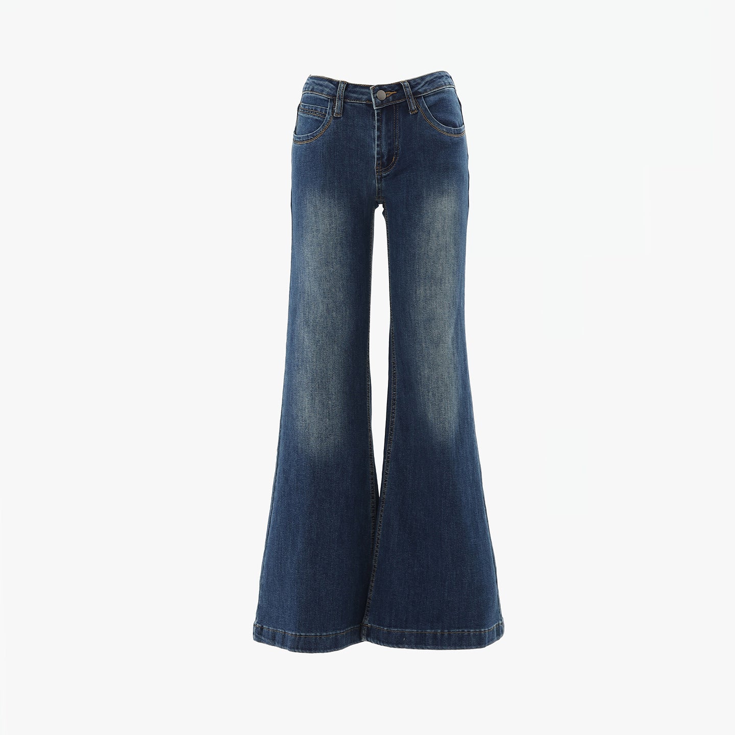 Blue Low-Waist Flared Jeans for Women Autumn Casual Versatile Hanging Flared Pants