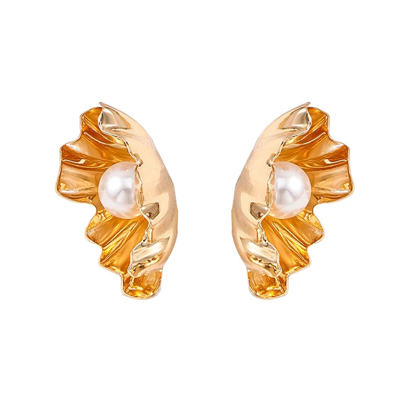 Shell Imitation Pearl Exaggerate Summer Earrings Trendy Fashion Women Jewelry Party Gifts Personality Exquisite Geometric RG0302