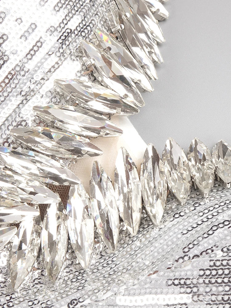 Luxury Party Dresses For Women Evening Formal Occasions Silver Tassels Sexy V Neck Sleeveless Mini Dress