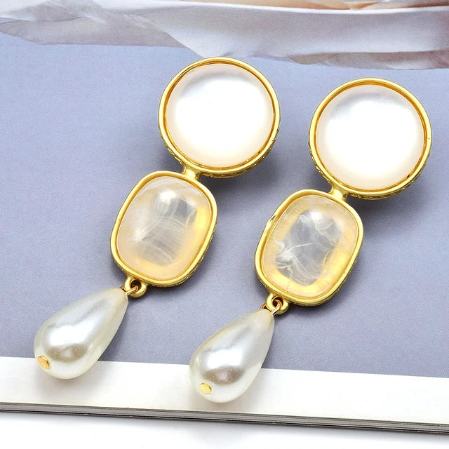 Fashion Trendy Resin Dangle Earrings For Women Simulated Pearl Drop New Design Jewelry Party Accessories