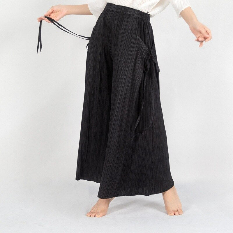 High Waist Pants Female Drape Loose Type Summer Pants New Pleated Wide Leg Skirt Pants