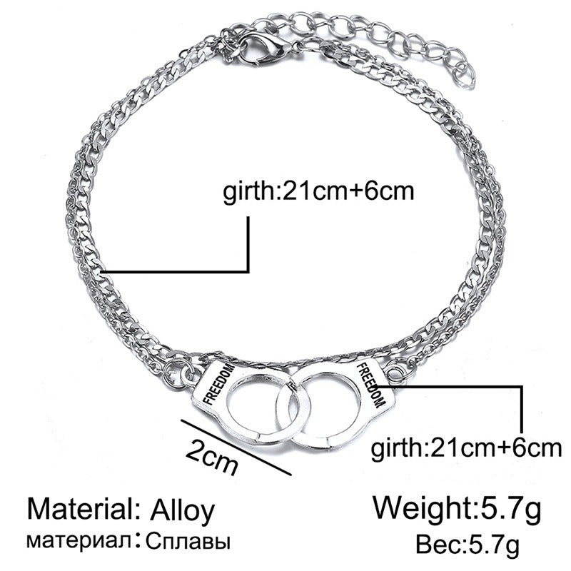 Hot Sale Vintage Silver Color Handcuffs Anklets for Women Bohemian Freedom Ankle Bracelet on the Leg Barefoot Party Jewelry