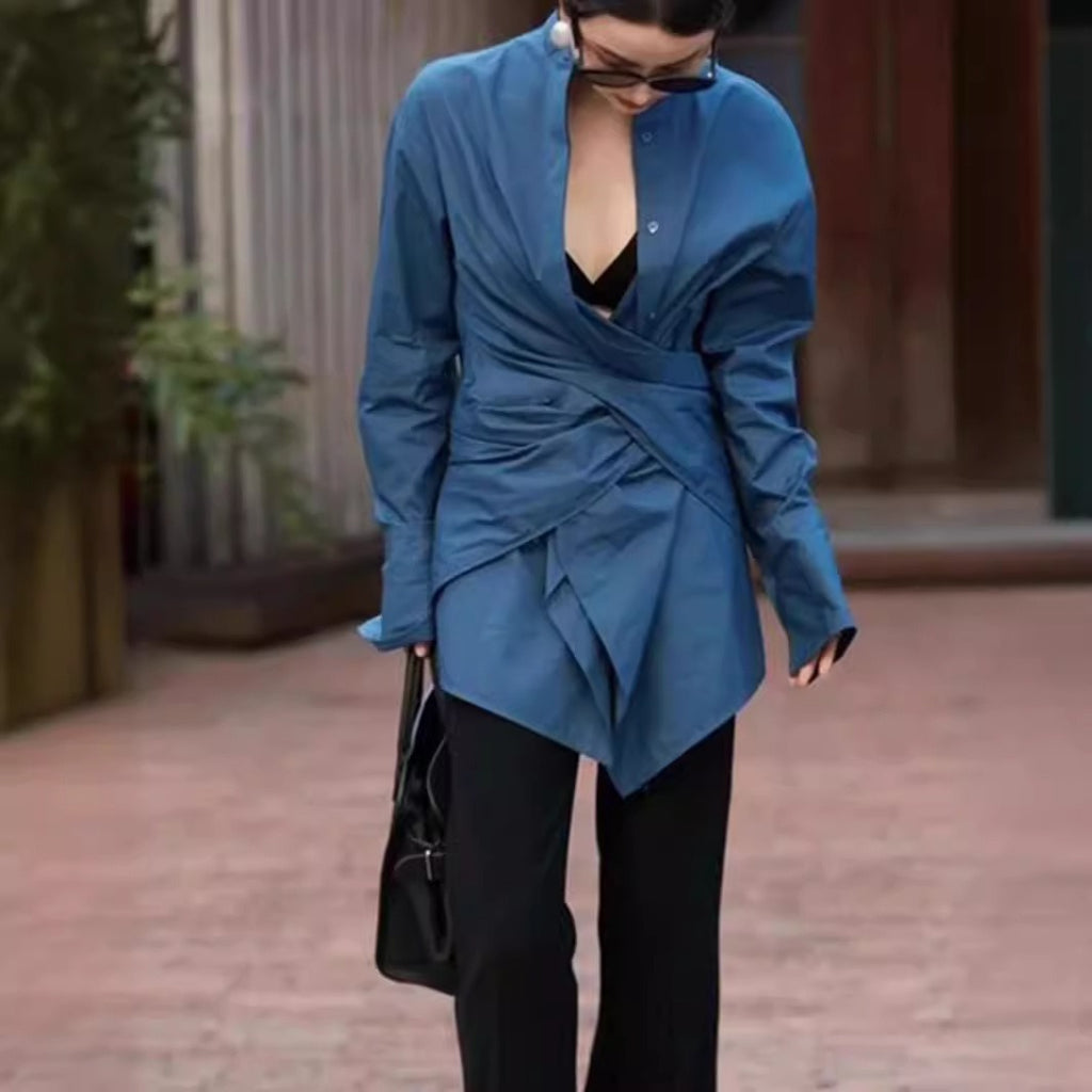 Personalized fashionable design shirts for women, versatile and versatile casual mid-length shirts for women