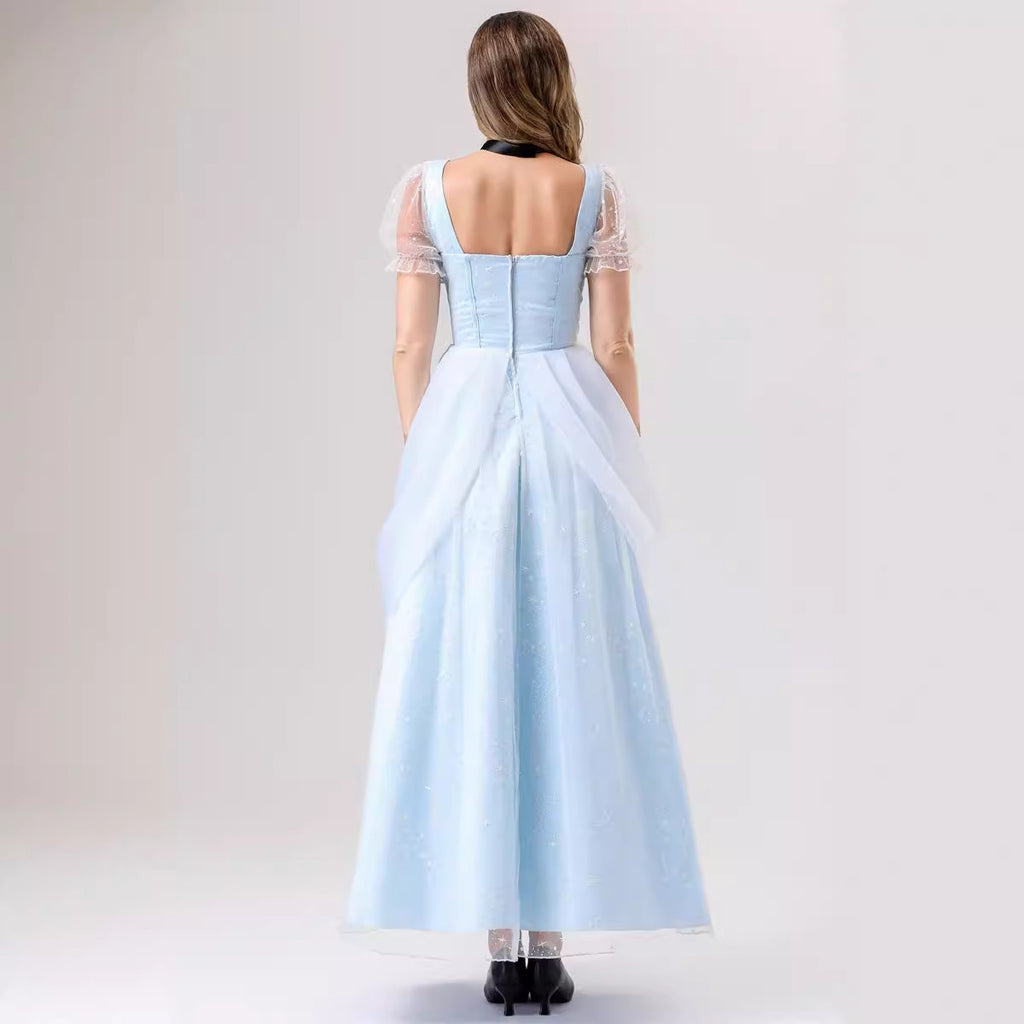 Halloween Cinderella Blue Princess Dress Fairy Tale Princess Adult Female Cosplay Cinderella Dress