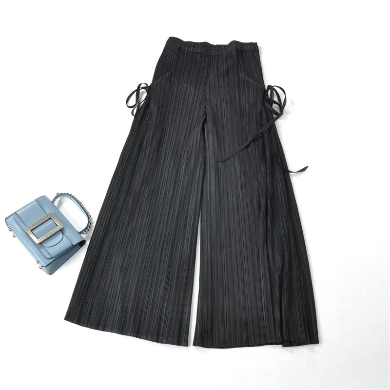 High Waist Pants Female Drape Loose Type Summer Pants New Pleated Wide Leg Skirt Pants