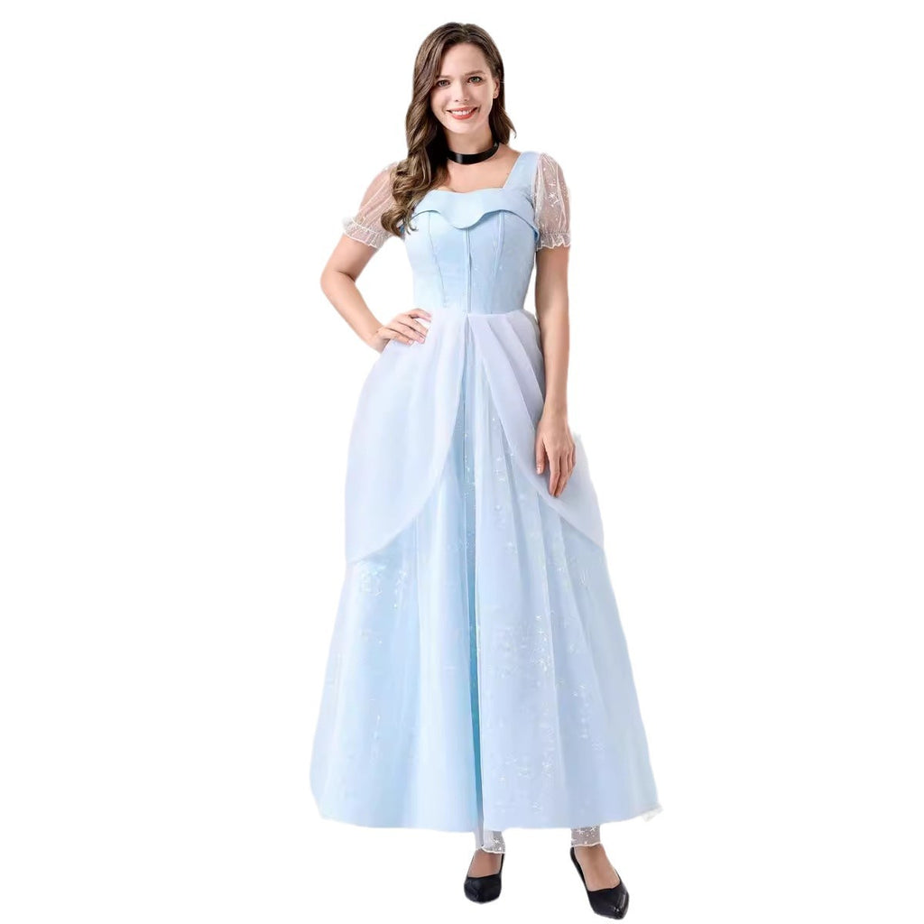 Halloween Cinderella Blue Princess Dress Fairy Tale Princess Adult Female Cosplay Cinderella Dress