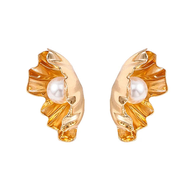 Shell Imitation Pearl Exaggerate Summer Earrings Trendy Fashion Women Jewelry Party Gifts Personality Exquisite Geometric RG0302