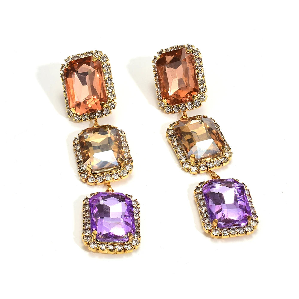 New Arrive Rhinestone Geometric Earrings Party Fashion Crystal Earrings Women's Statement Earrings Jewelry Wholesale
