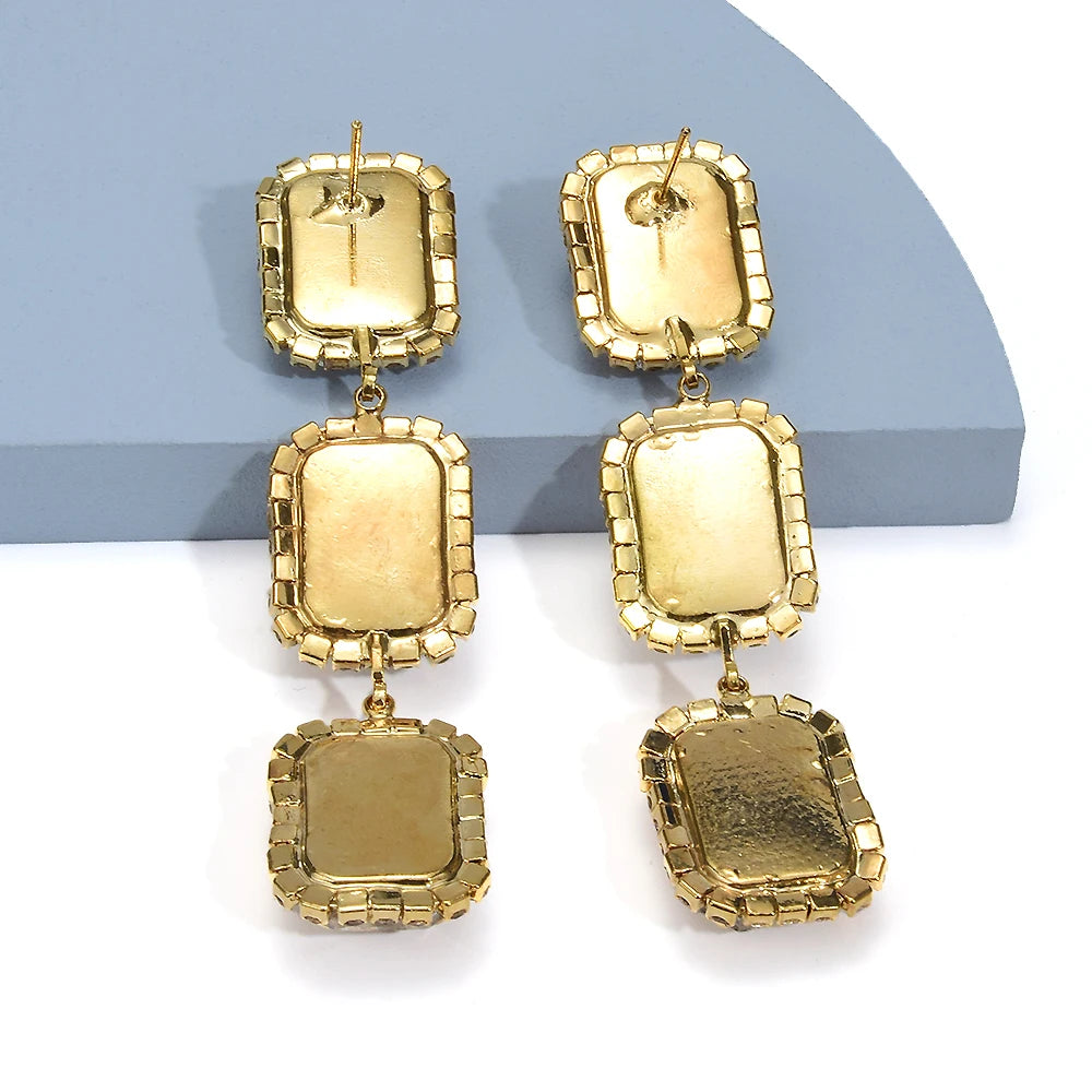 New Arrive Rhinestone Geometric Earrings Party Fashion Crystal Earrings Women's Statement Earrings Jewelry Wholesale