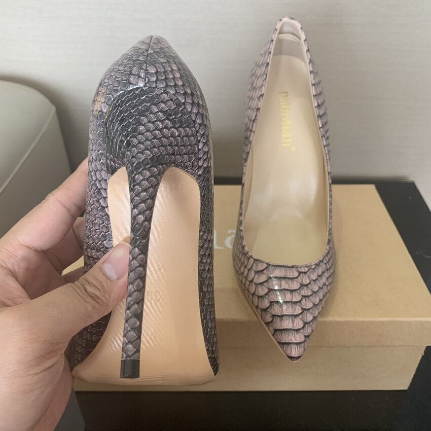 Fashion Woman Shoes Snake Printing Party Wedding Shoes Big Size 35-42 Sexy Pointed Toe Female High Heels Pumps Women Shoes