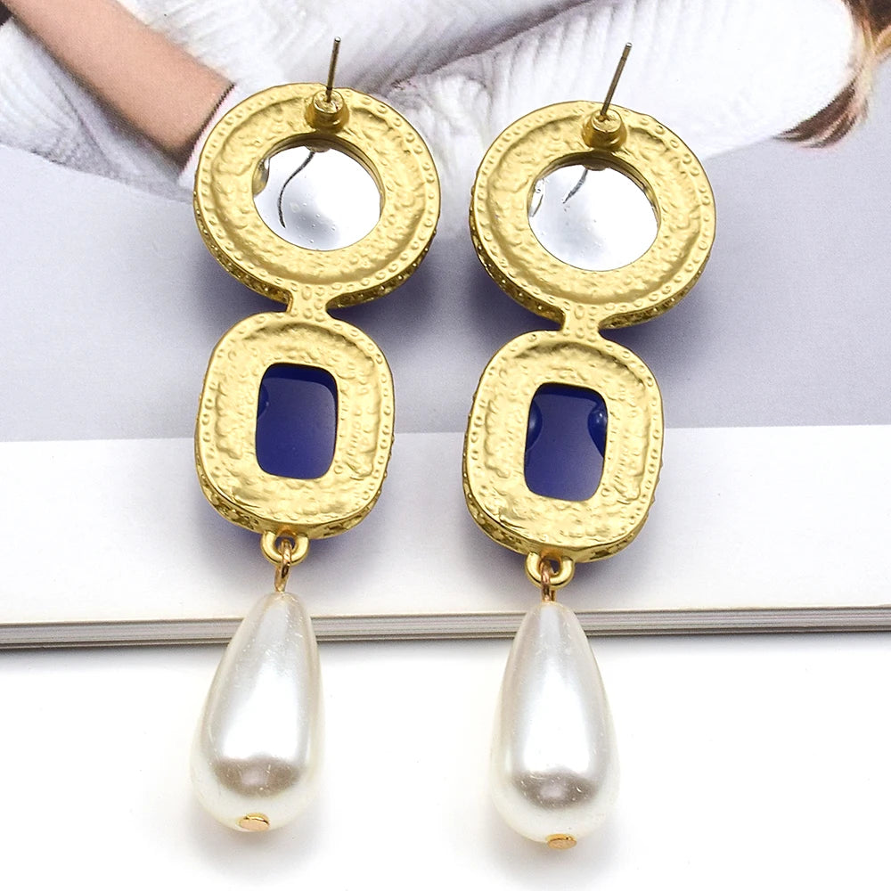Fashion Trendy Resin Dangle Earrings For Women Simulated Pearl Drop New Design Jewelry Party Accessories