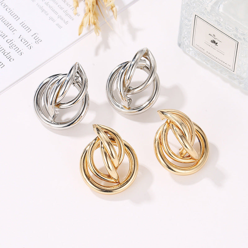Women Irregular Metal Stud Earrings Statement Jewelry Party Accessories