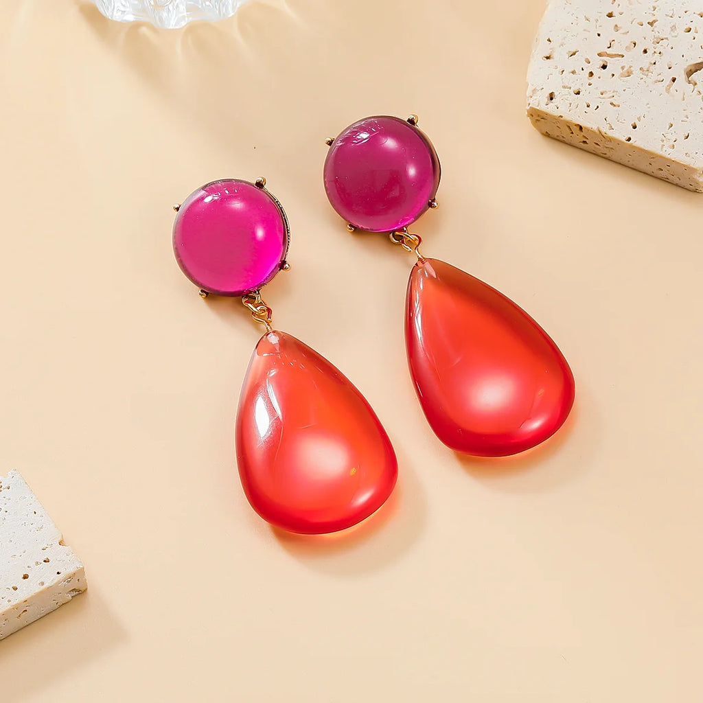 Resin Earrings for Women Geometric Water Drop Pendant Earrings Holiday Party Jewelry Girls Fashion Gifts