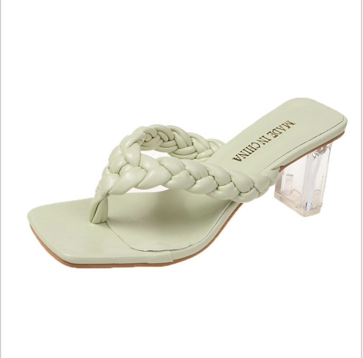 2021 Summer Women Sandals Square Toe Ladies Heel Mules Sexy High Heels Sandals Slippers Female Fashion Woman Shoes