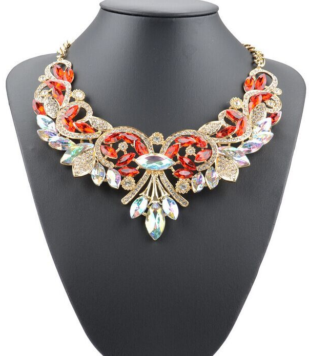 Women Necklace Jewelry Flower Fashion Pendant Necklaces Link Chain Alloy Flowers Female Necklace Evening Party Wedding