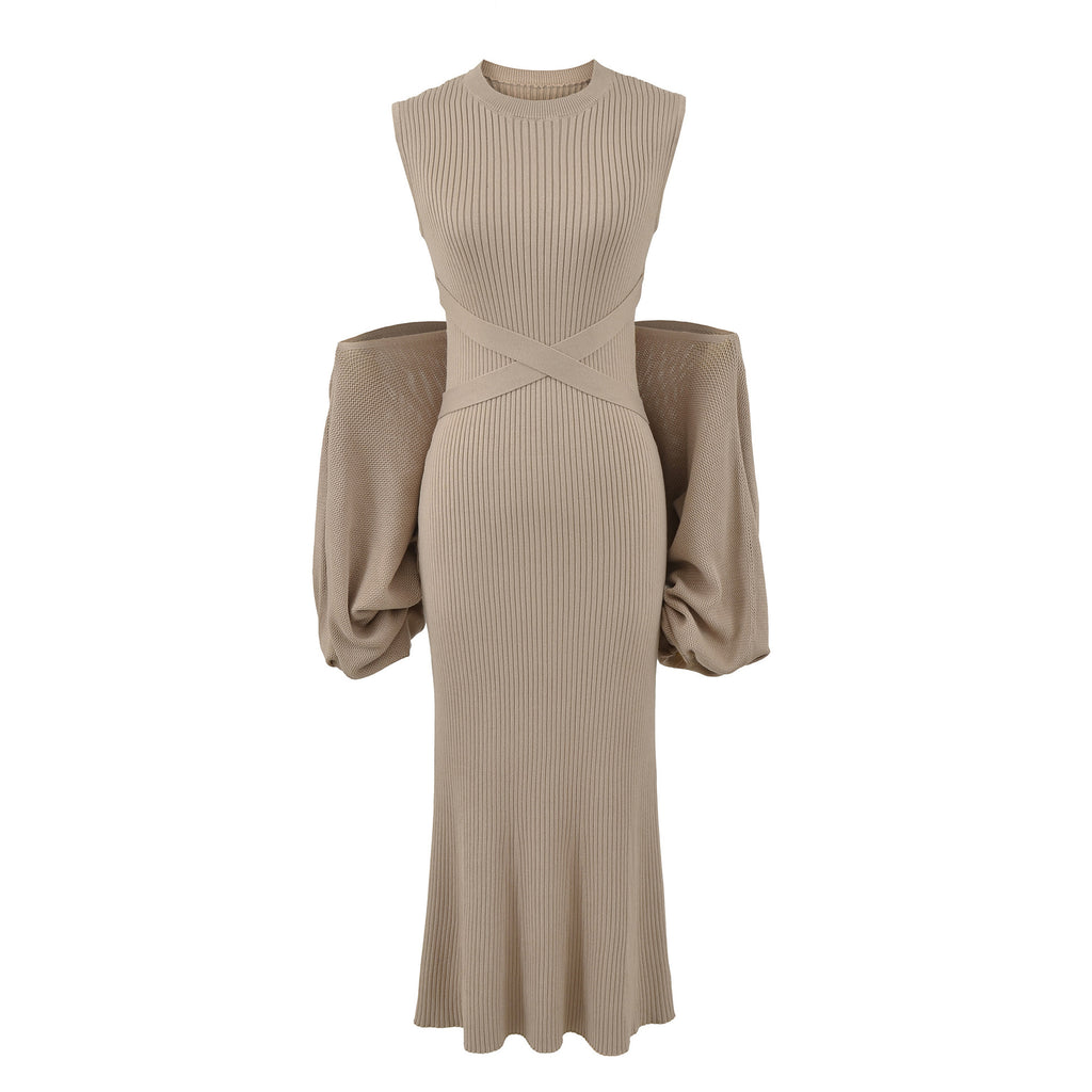 Thread slimming figure enhancing knitted skirt shawl two-piece set