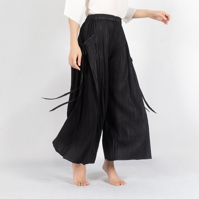 High Waist Pants Female Drape Loose Type Summer Pants New Pleated Wide Leg Skirt Pants