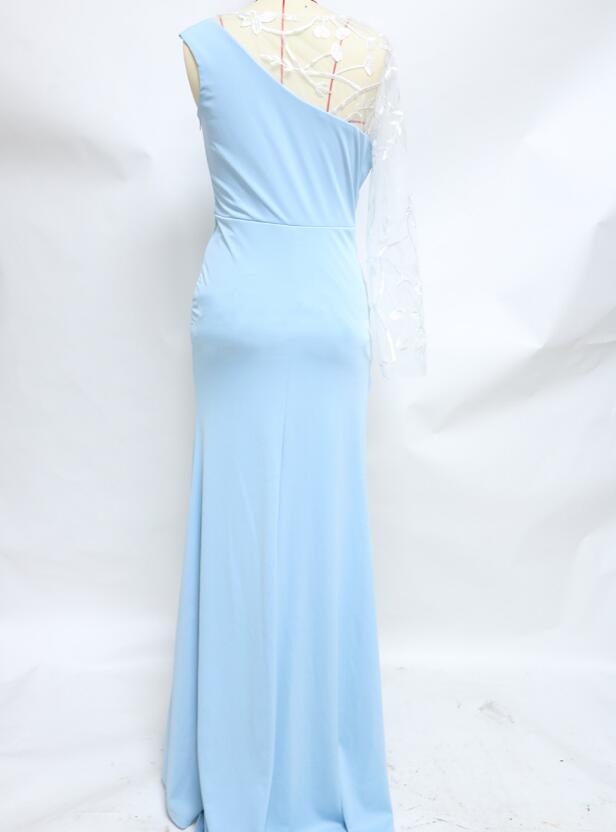 Single Sleeve Lace Slim Evening Dress Split Sexy Female Charm Slim Long Sleeve Banquet Dress