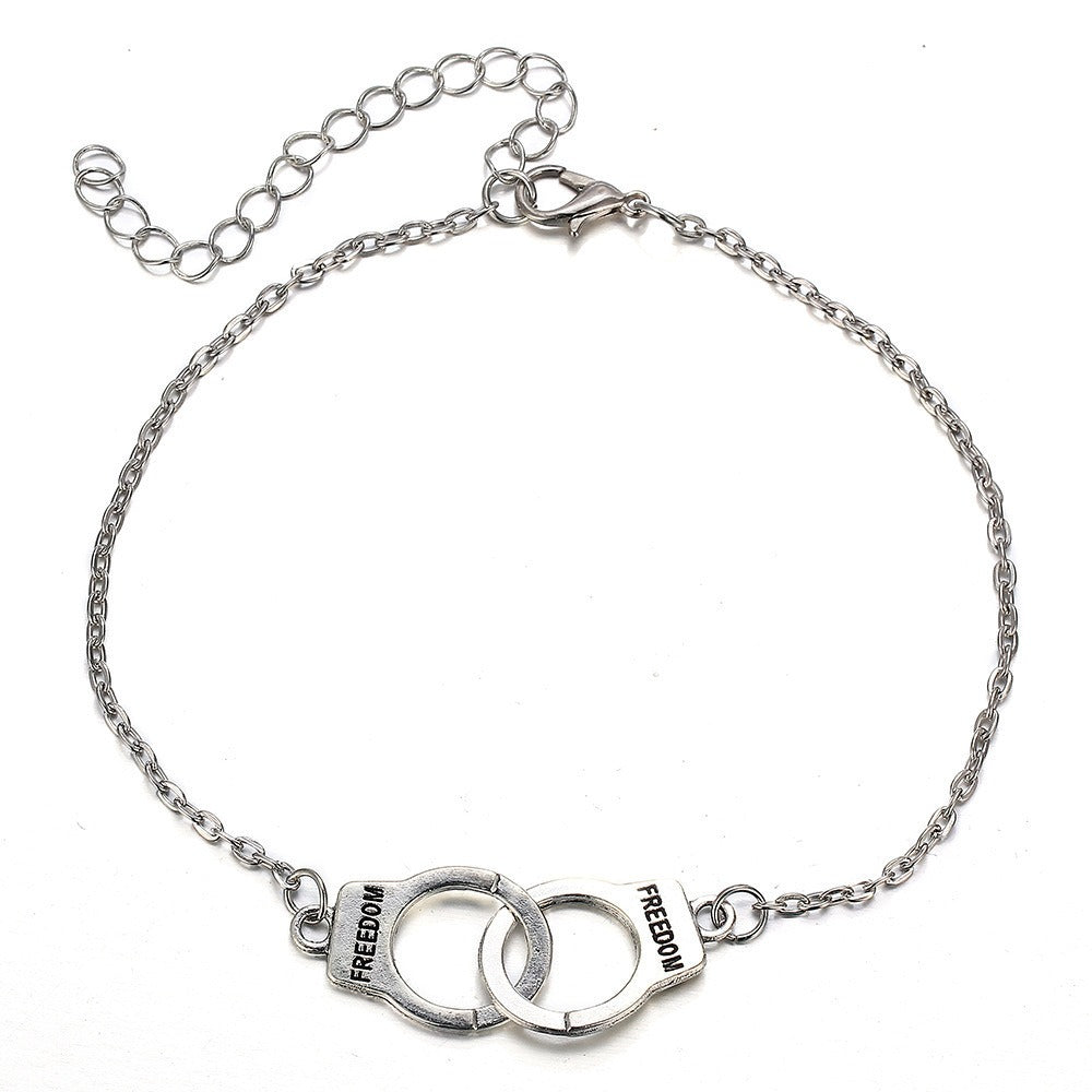 Hot Sale Vintage Silver Color Handcuffs Anklets for Women Bohemian Freedom Ankle Bracelet on the Leg Barefoot Party Jewelry