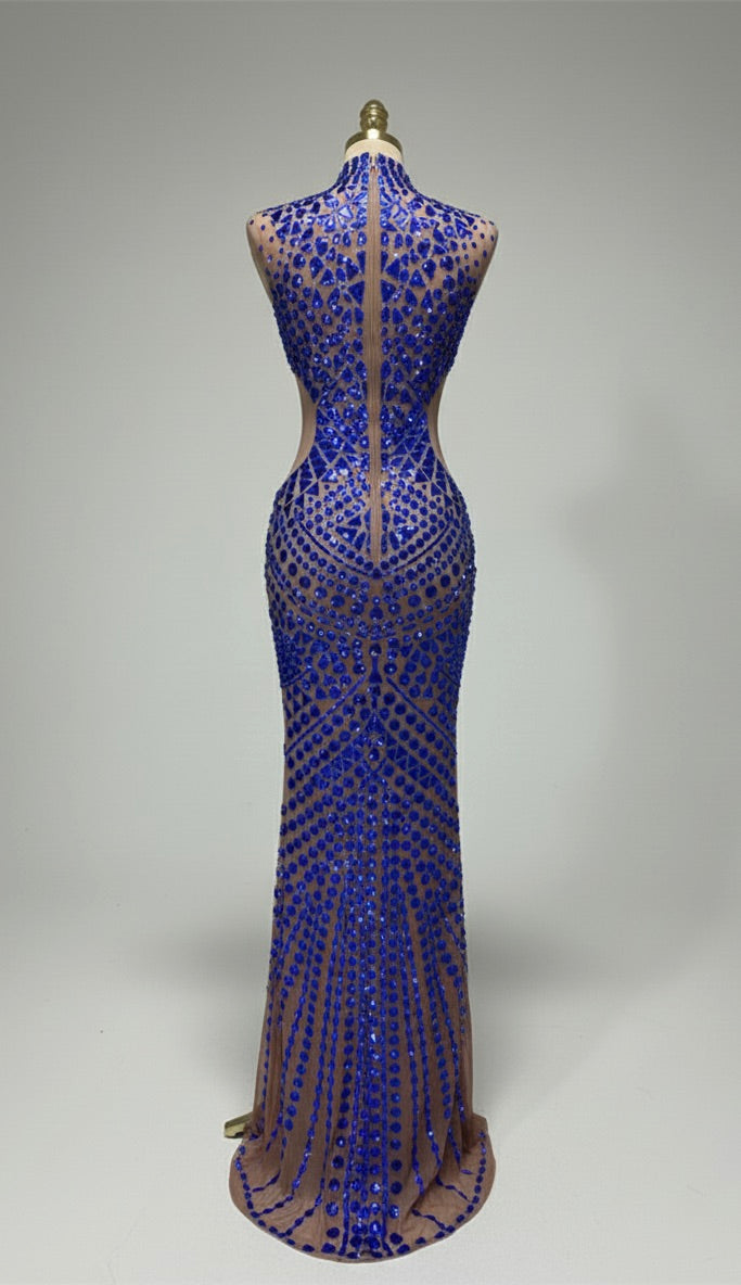 Elegant Crystal Waist-Cutout Hollow Mirror Beaded Cross-Border Party Dress for Cocktail Party, Club, and Performance Hollow Star