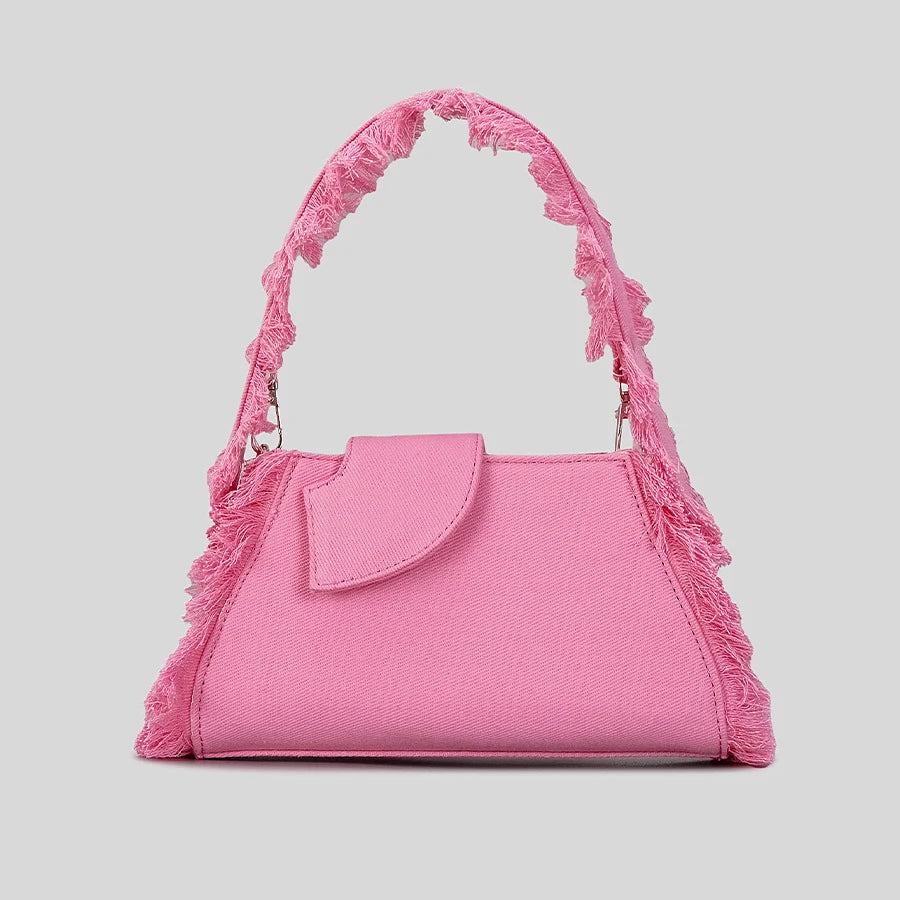 Fashion Trimmings Denim Women Handbags Designer Wide Strap Shoulder Bag Luxury Blue Armpit Bags  Small Tote Female Purse