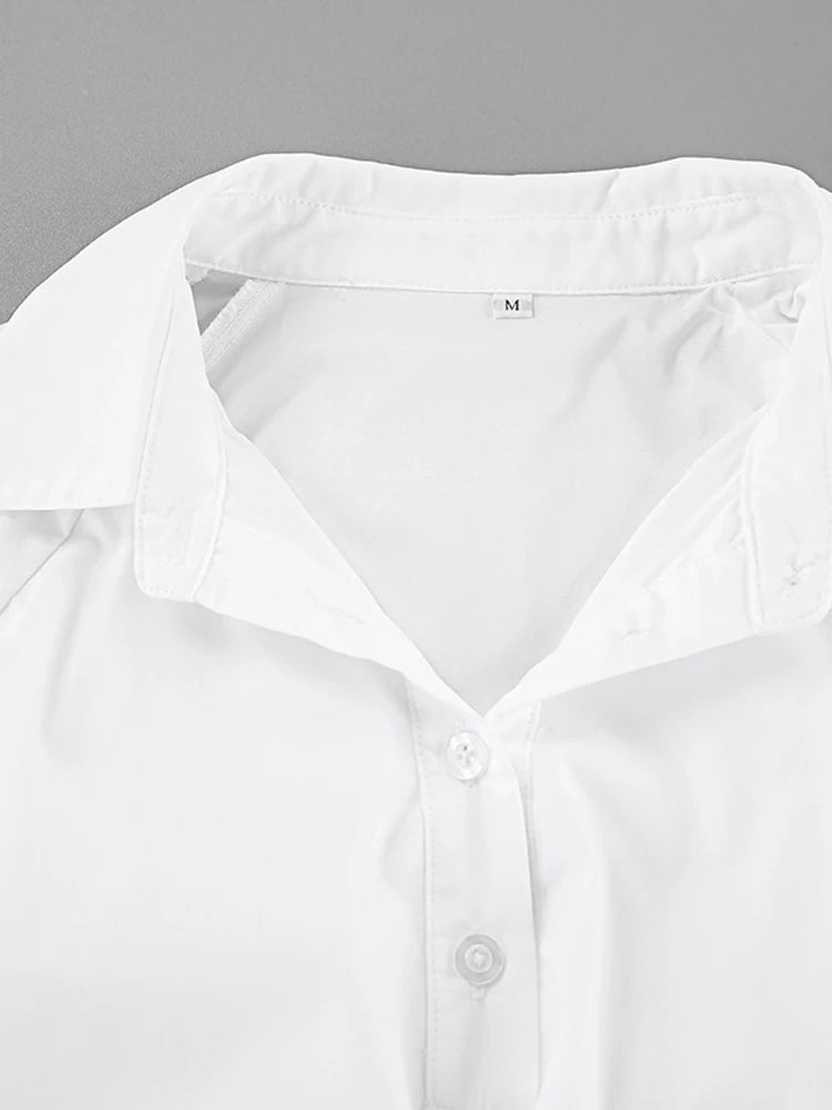 Solid Patchwork Button Elegant Shirts For Women Lapel Long Sleeve Loose Spliced Ruffles Blouse Female Fashion New