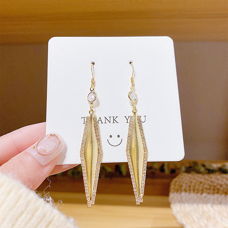 S925 Silver Needle Tassel Geometric Earrings Female Simple Personality Temperament Long Super Fairy Earrings Female Earring Jewelry