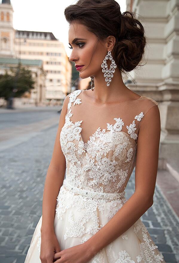 Bridal Shoulders Waist Slimming Lace Trailing Large Size Wedding Dress