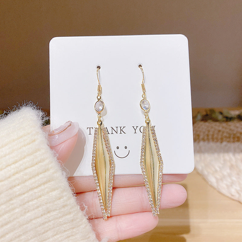S925 Silver Needle Tassel Geometric Earrings Female Simple Personality Temperament Long Super Fairy Earrings Female Earring Jewelry