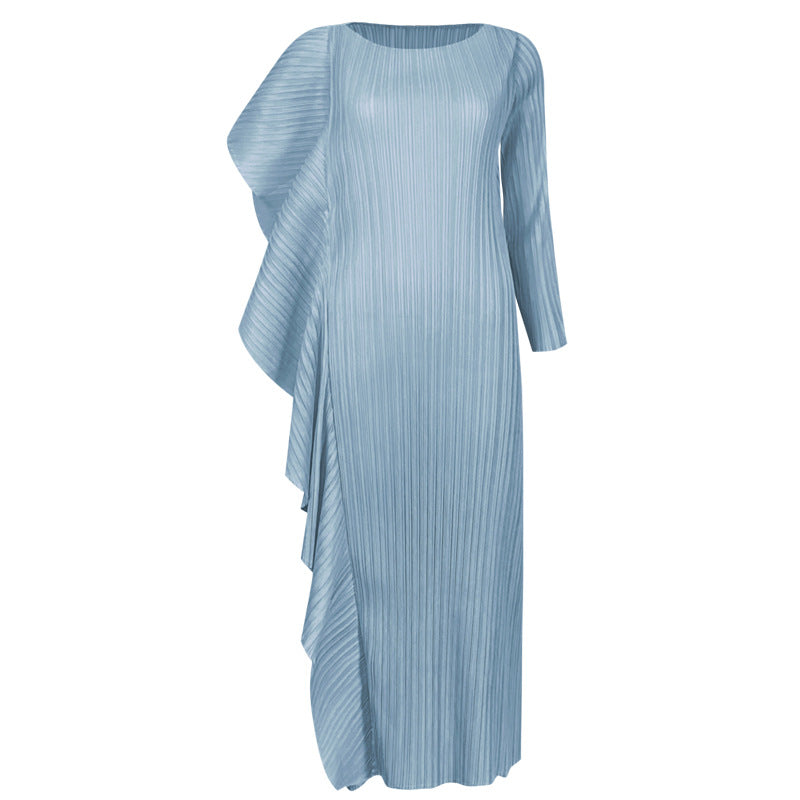 Spring women's new style temperament high-end niche dress female design asymmetrical solid color splicing skirt