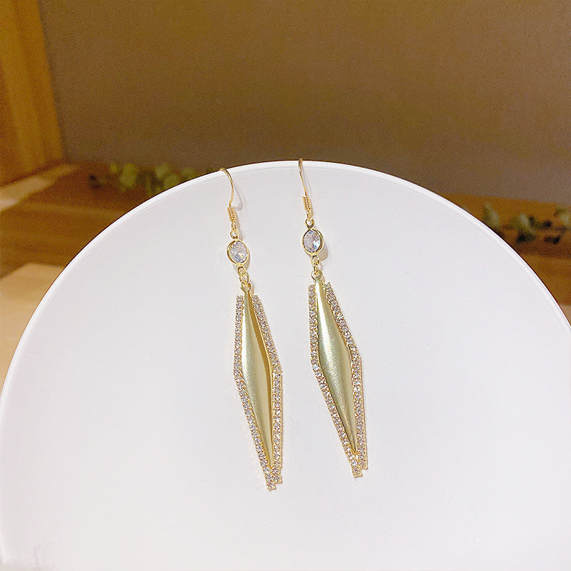 S925 Silver Needle Tassel Geometric Earrings Female Simple Personality Temperament Long Super Fairy Earrings Female Earring Jewelry