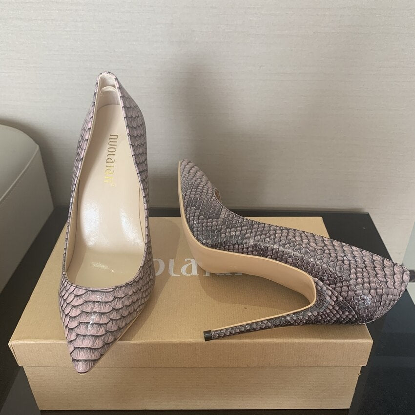 Fashion Woman Shoes Snake Printing Party Wedding Shoes Big Size 35-42 Sexy Pointed Toe Female High Heels Pumps Women Shoes