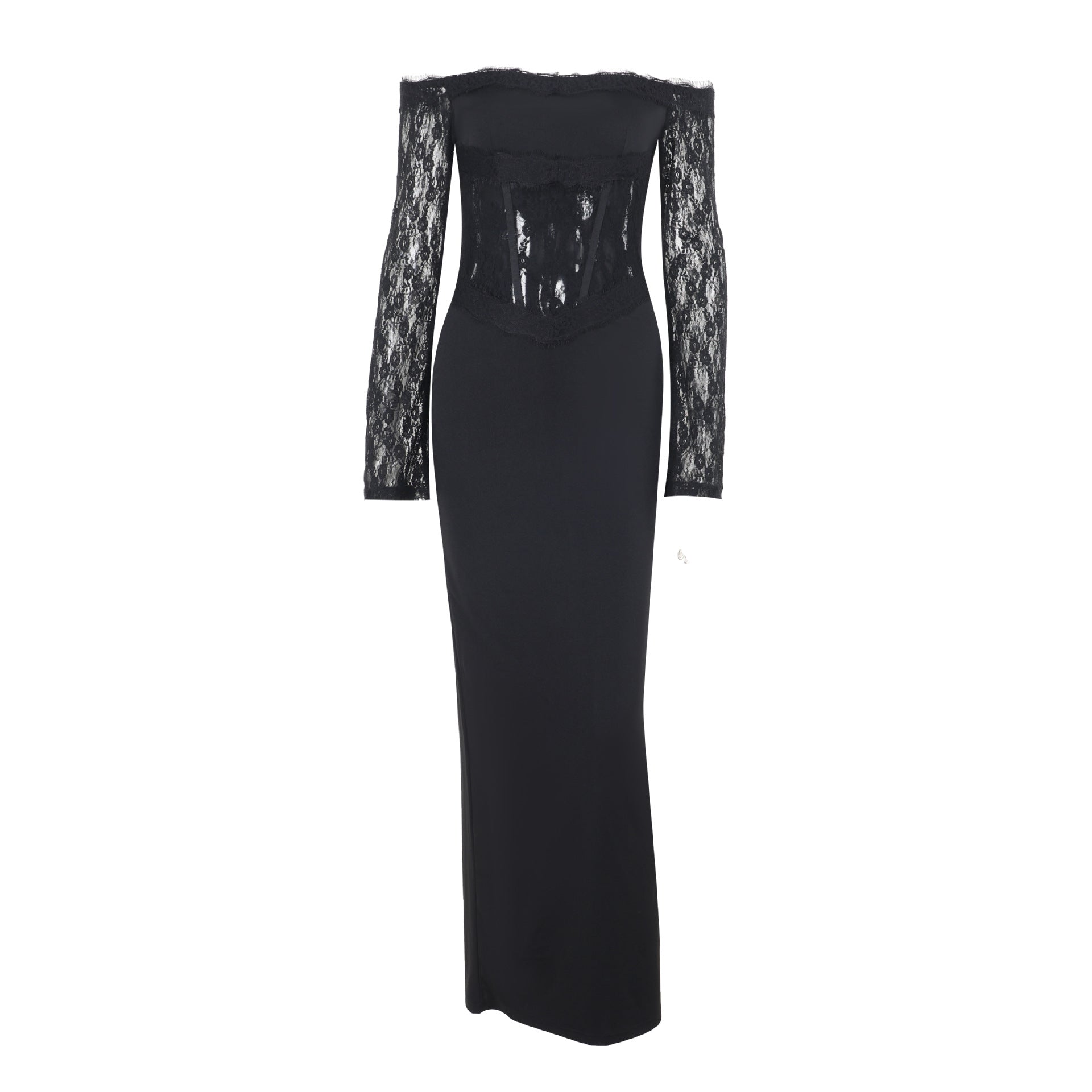 Sexy slim fit one shoulder lace patchwork dress for women