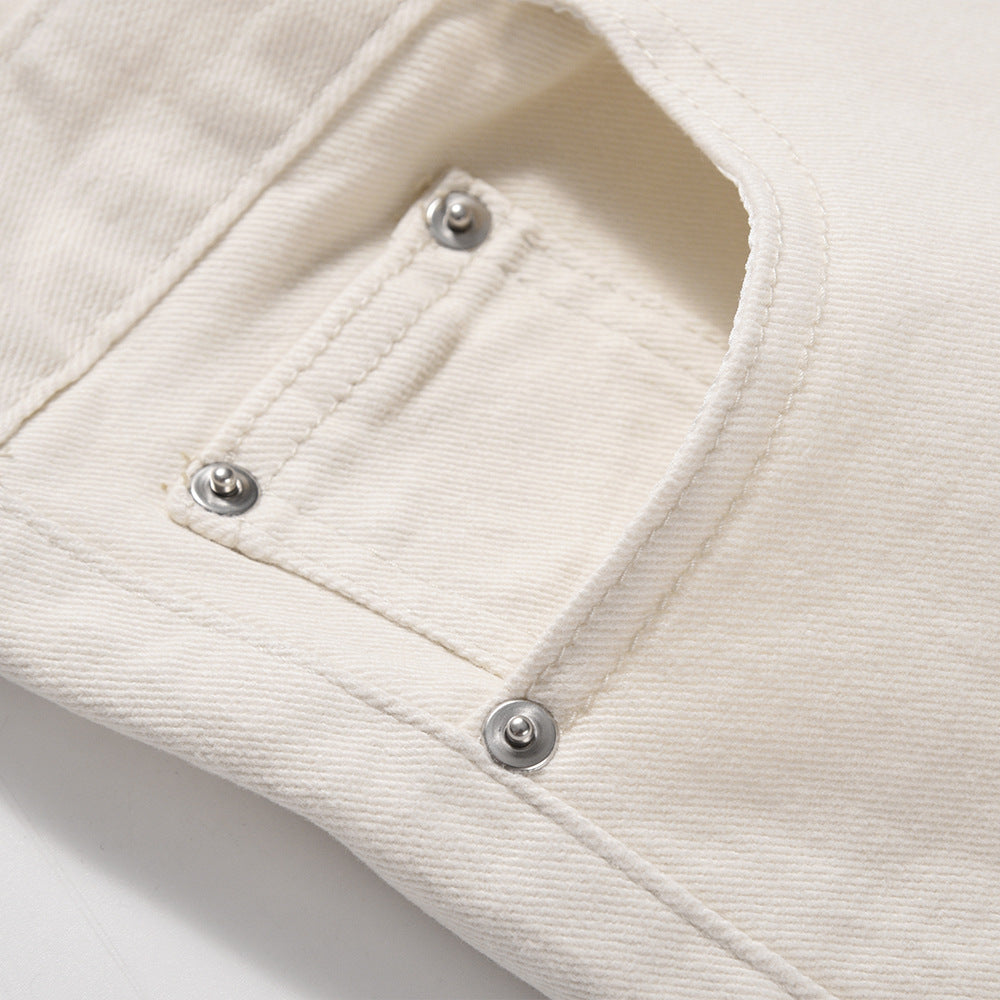 Solid Color Flared Denim Pants Fashionable Hip Hop Casual Trousers Loose Long Pants