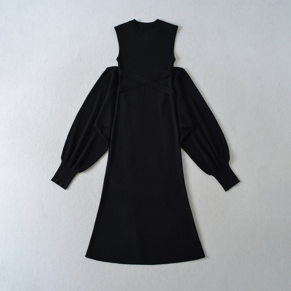 Thread slimming figure enhancing knitted skirt shawl two-piece set