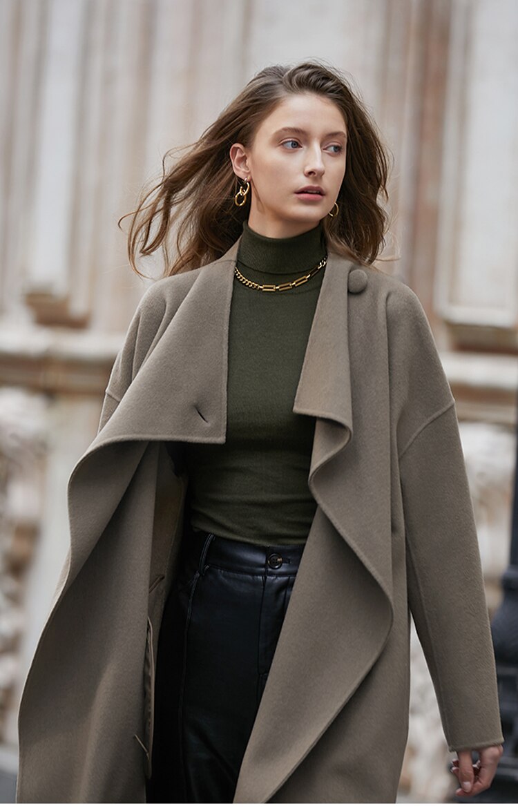 French White Double-Sided Suiting Slim Waist Woolen Coat Winter Premium Woolen Coat