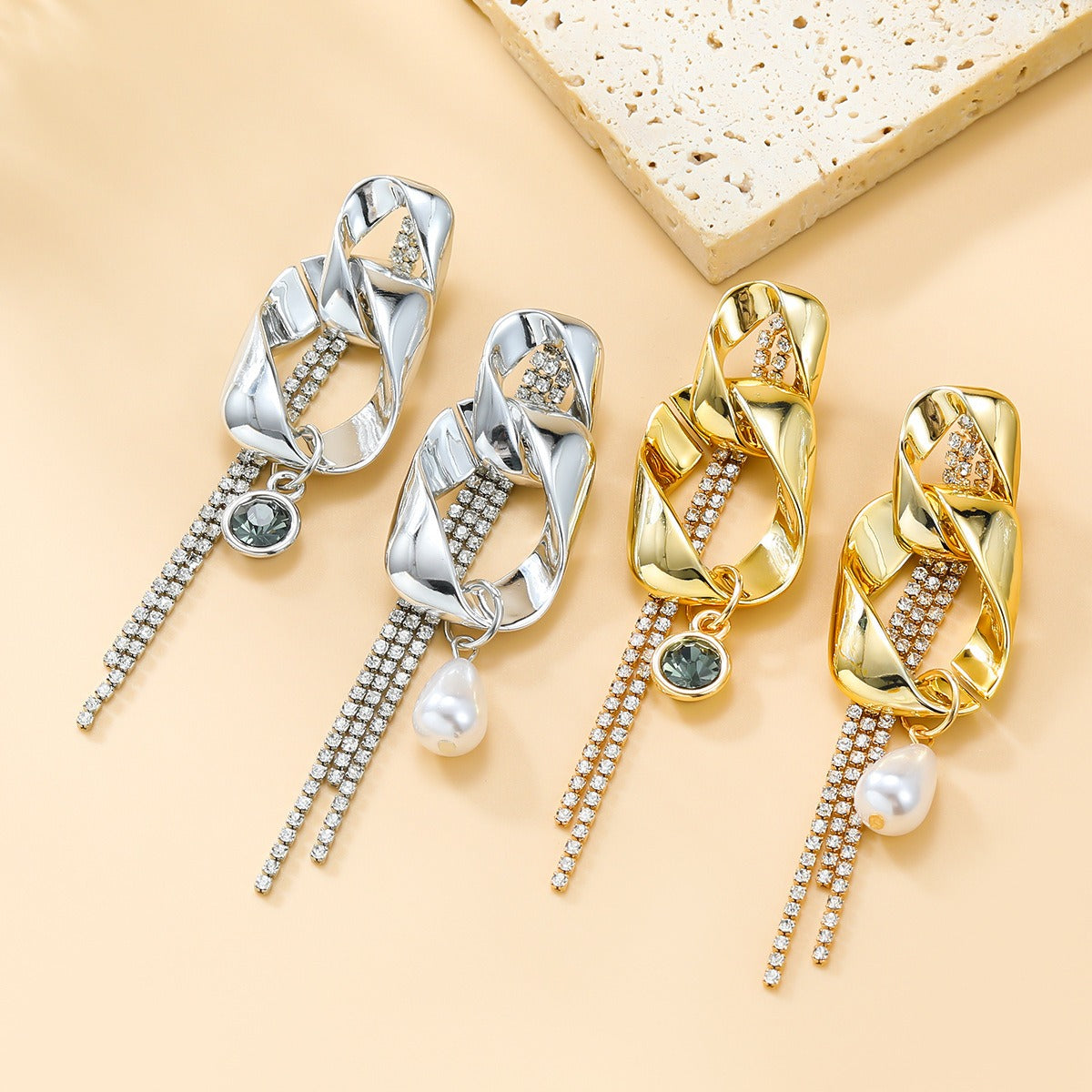 Ins style European and American earrings for women multi-layered long tassel earrings internet celebrity party accessories