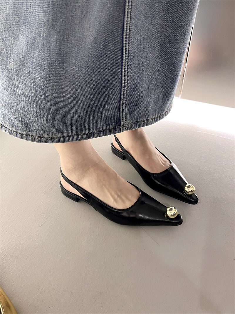 Flats Sandals Elegant Women Shoes Female Footwear Shallow Fashion Metal Slides Ladies Sandals Shoes