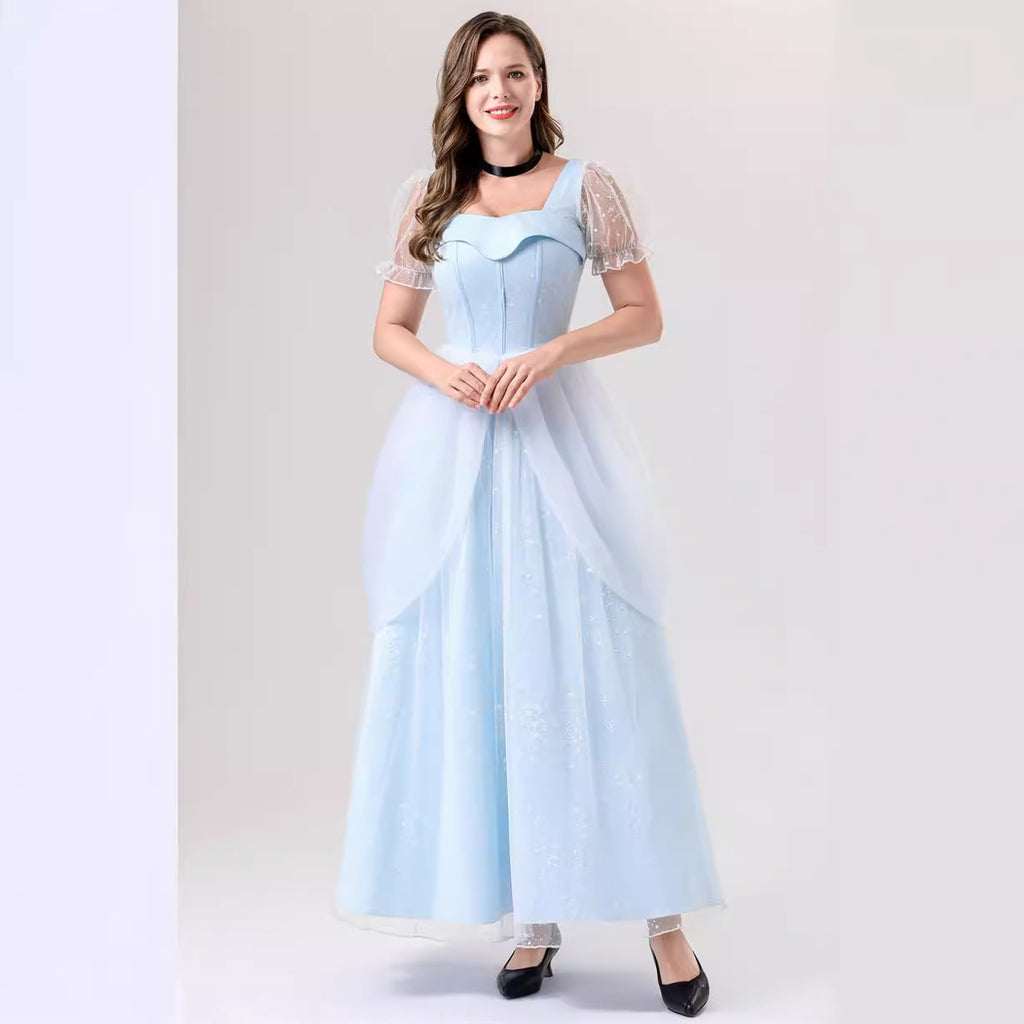 Halloween Cinderella Blue Princess Dress Fairy Tale Princess Adult Female Cosplay Cinderella Dress