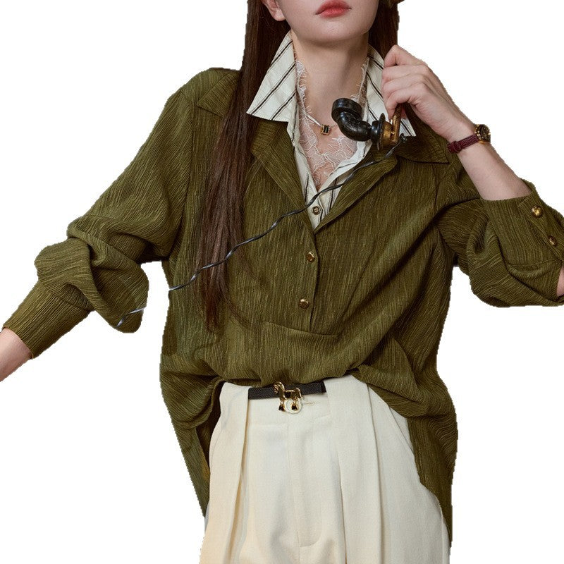 Blouse with Faux Three-Piece Design, Lace Removed for a Simple Look