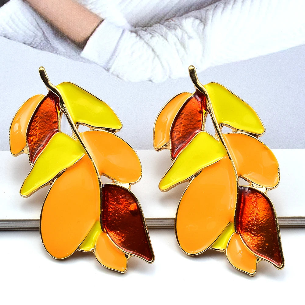 New Fashion Unique Leaves Plant Metal Alloy Drop Earrings For Women Earrings Jewelry Party Gifts Accessories