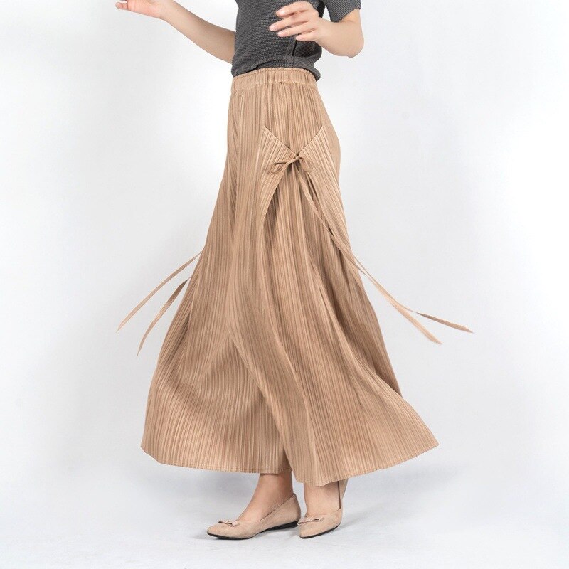 High Waist Pants Female Drape Loose Type Summer Pants New Pleated Wide Leg Skirt Pants
