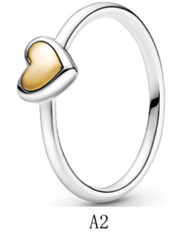 Original Domed Golden Shine Heart Ring For Women 925 Sterling Silver Ring Wedding Party Gift Europe Jewelry