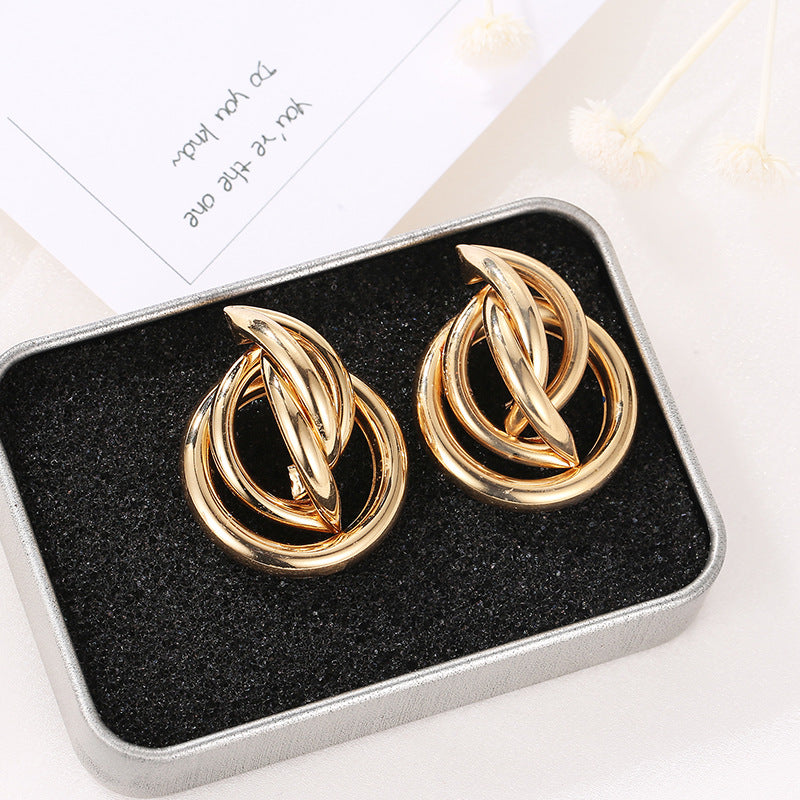 Women Irregular Metal Stud Earrings Statement Jewelry Party Accessories