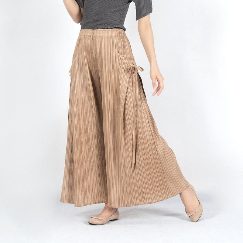 High Waist Pants Female Drape Loose Type Summer Pants New Pleated Wide Leg Skirt Pants