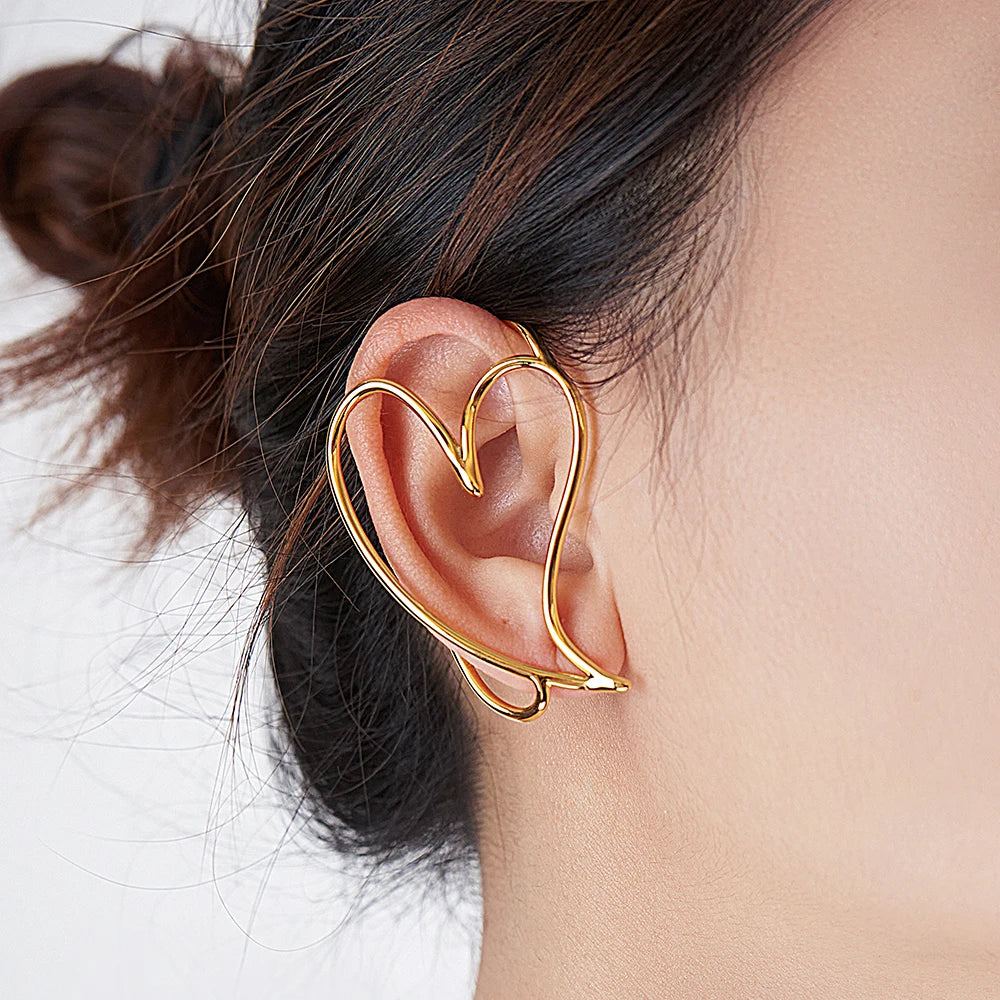 Cutout Heart Ear Clip For Women  Ear Cuff Fashion Jewelry Travel Party
