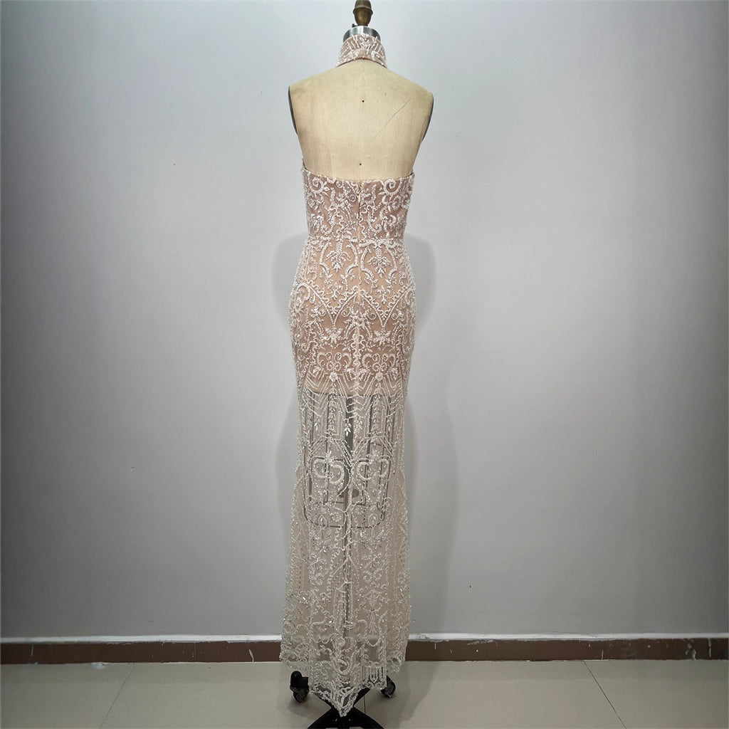 Fashion Sequin Women sleeveless long party wear