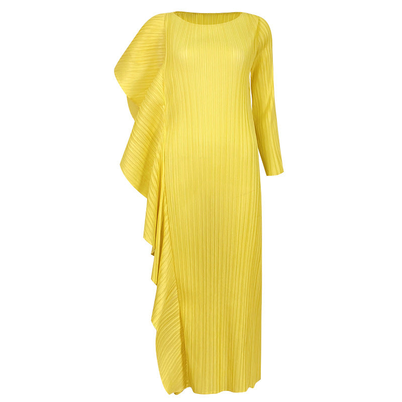 Spring women's new style temperament high-end niche dress female design asymmetrical solid color splicing skirt